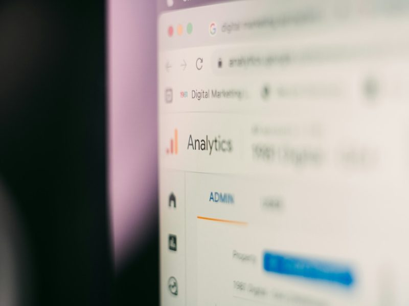 Website analytics dashboard on a computer screen