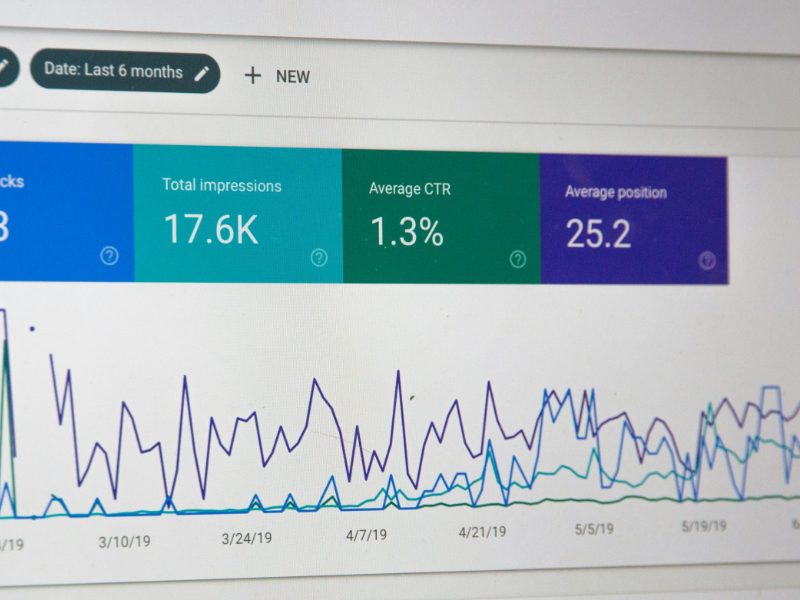 Search Console performance report on a computer screen