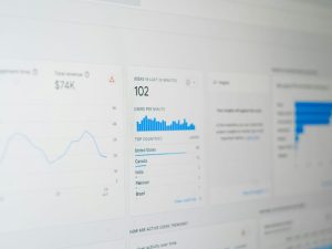 Analytics dashboard with search performance graphs